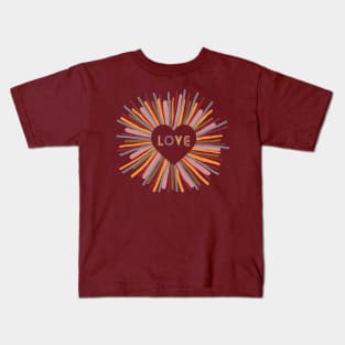 Hippie Star Burst Heart Love Kids T-Shirt